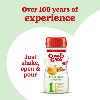 Cow & Gate 1 First Infant Baby Milk Formula Liquid Multipack Ready to Feed from Birth 6x200ml — image 2
