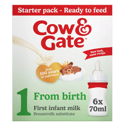 Cow & Gate First Infant Milk Formula Starter Pack From Birth 6 x 70ml — image 1