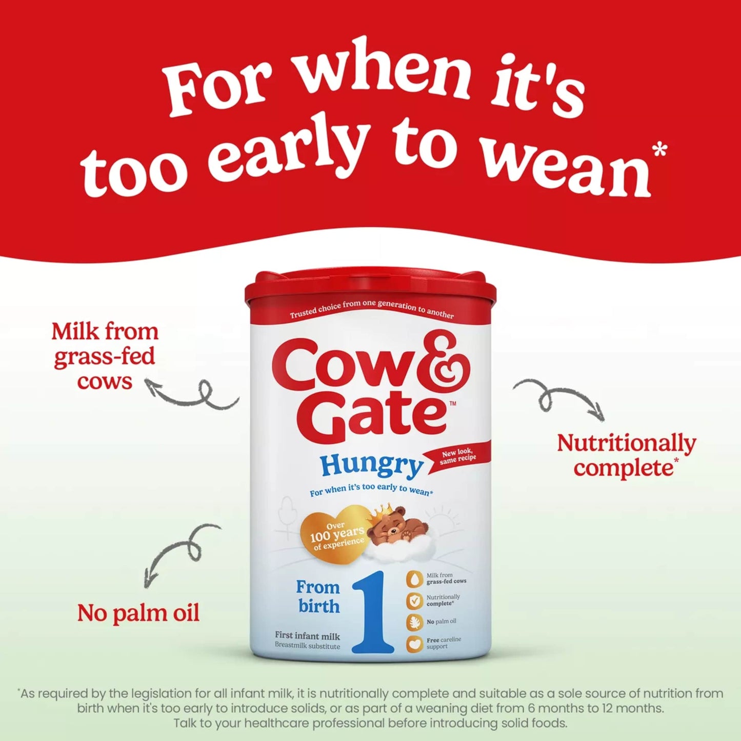 Cow & Gate Hungry First Baby Milk Formula Powder 0-12 Months 800g — image 2