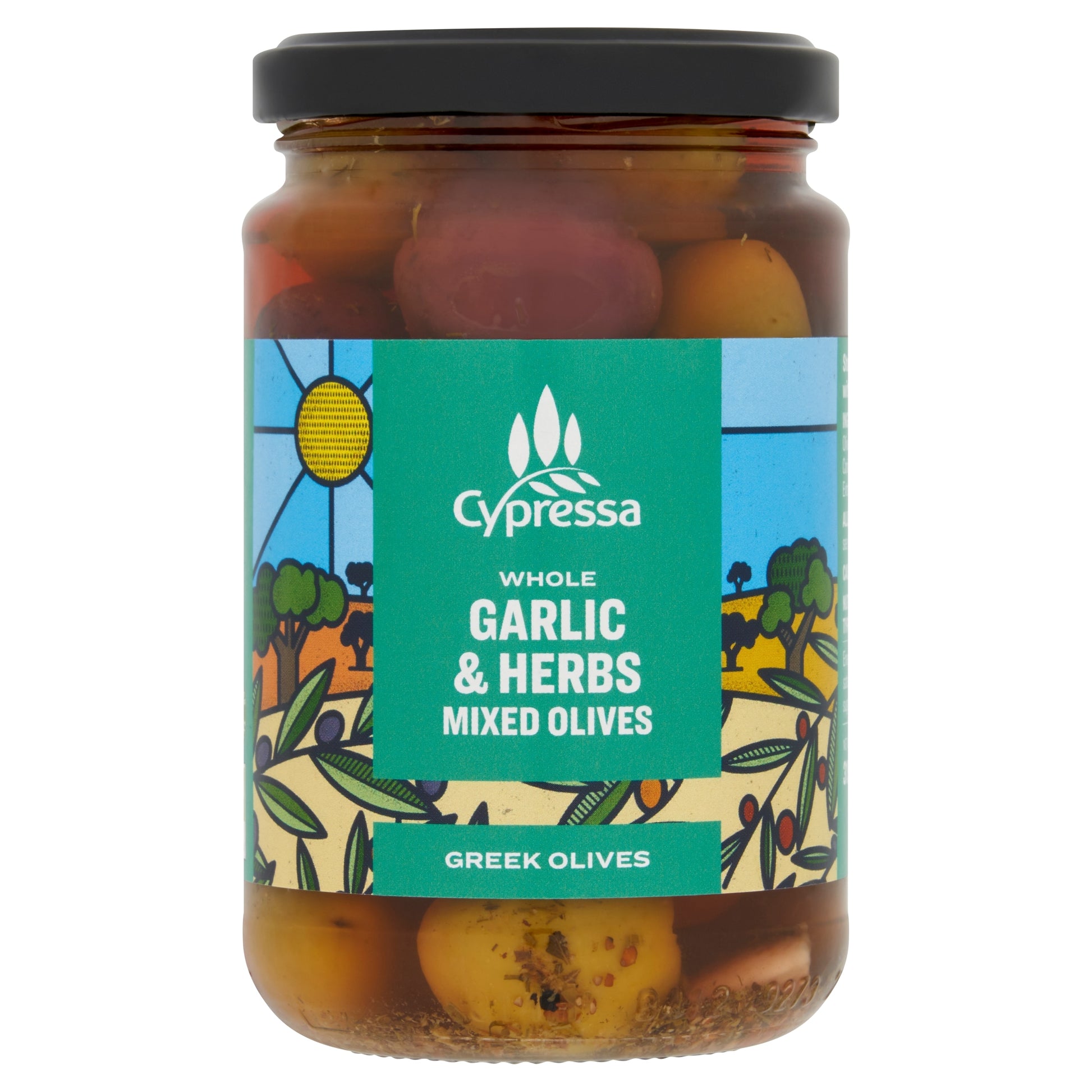 Cypressa Whole Garlic & Herbs Mixed Olives 315g — image 1