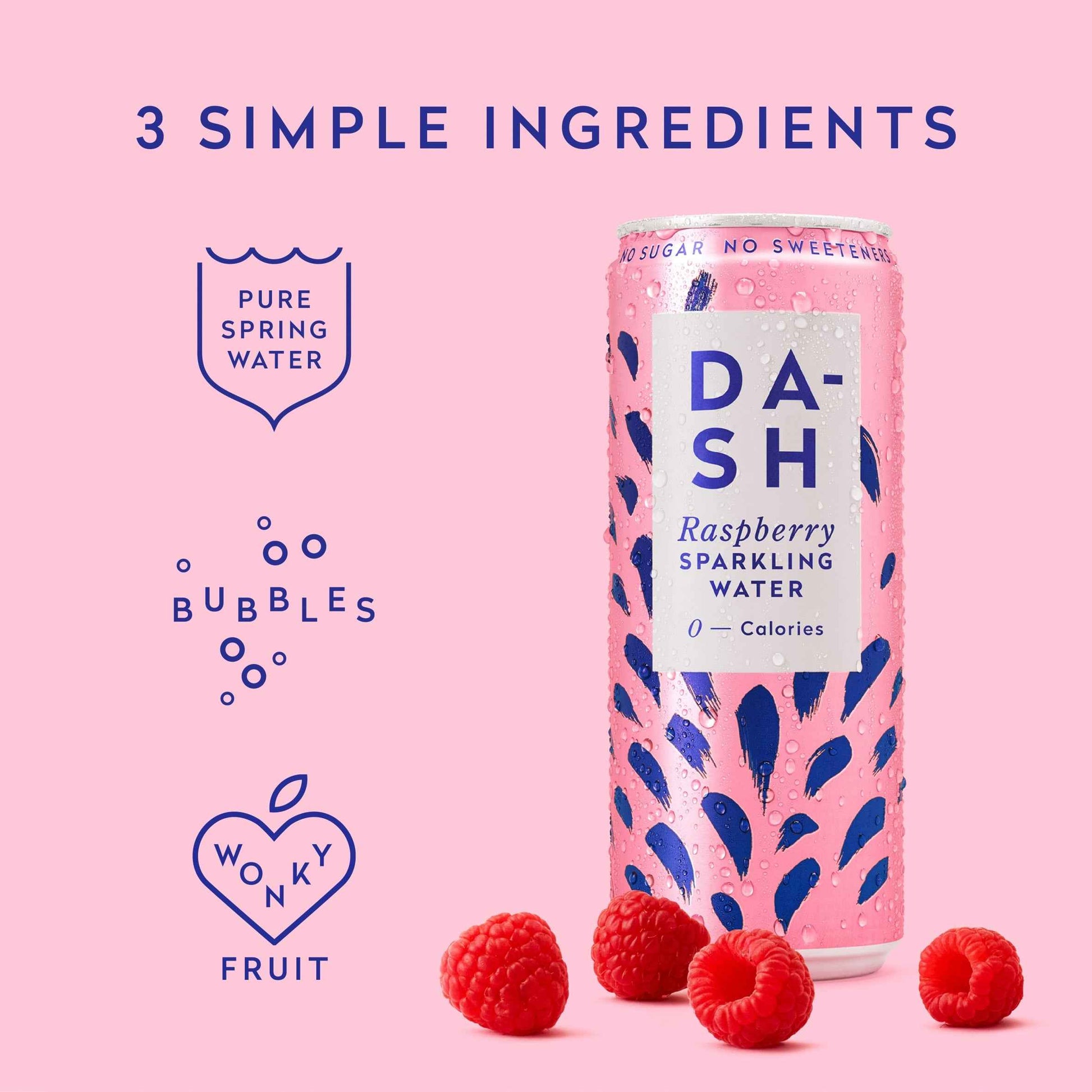 DASH Raspberry Sparkling Water 4 X 330ml