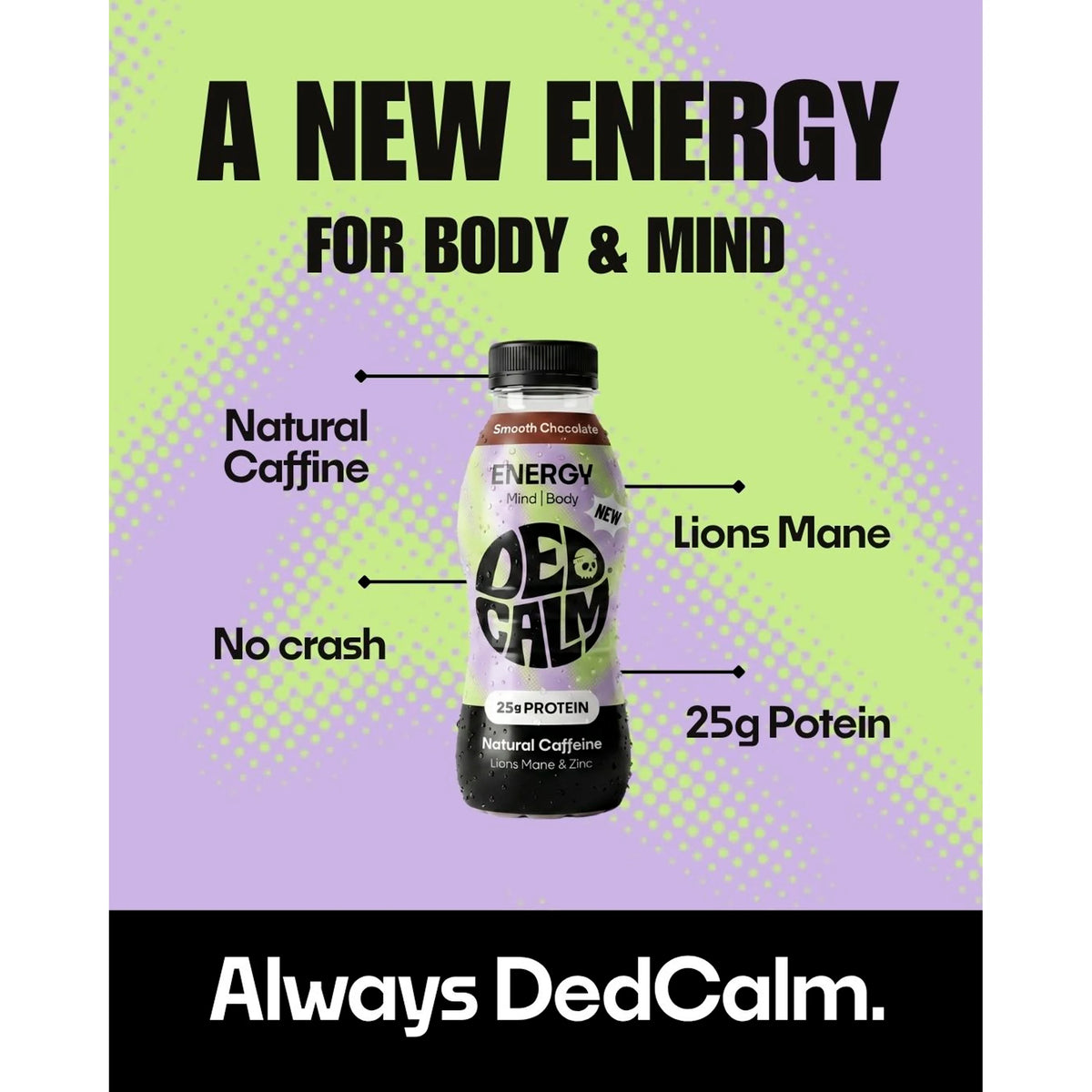 DedCalm Protein Energy Drink - Chocolate Flavour - 330ml — image 2