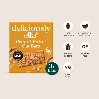 Deliciously Ella Baked Flapjack Oat Bars - Peanut Butter 3 Pack 50g — image 2