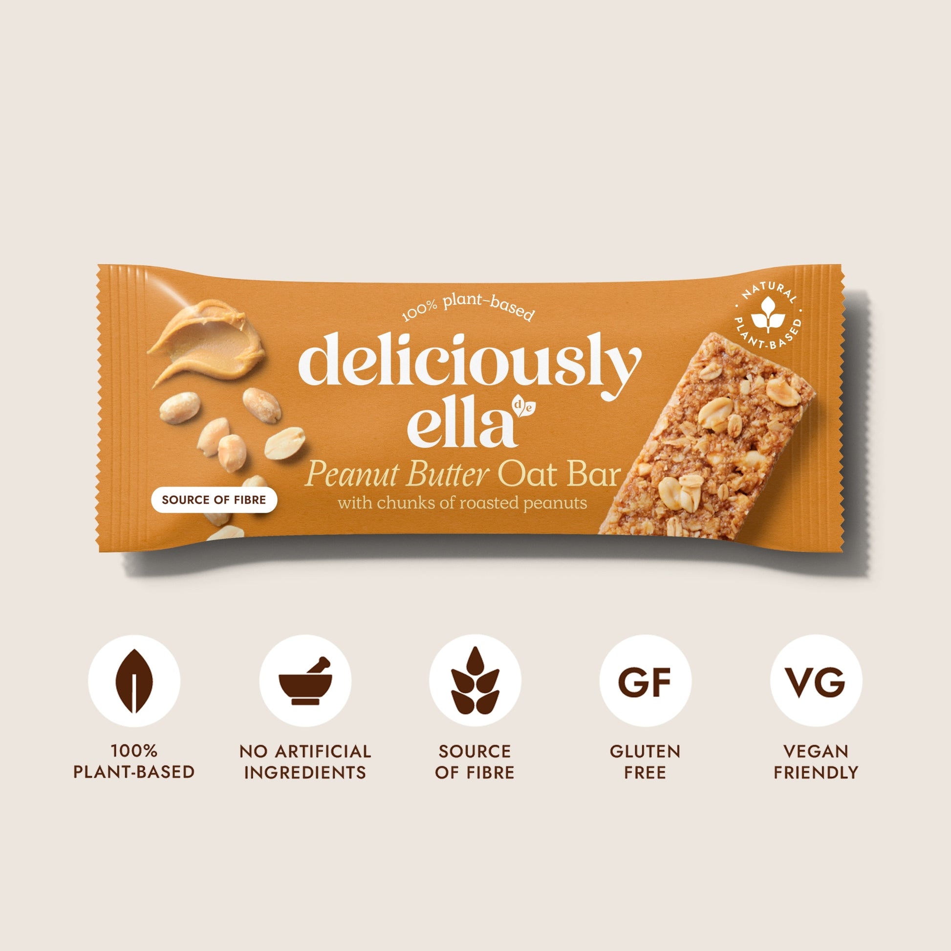 Deliciously Ella Baked Flapjack Oat Bars - Peanut Butter 3 Pack 50g — image 4
