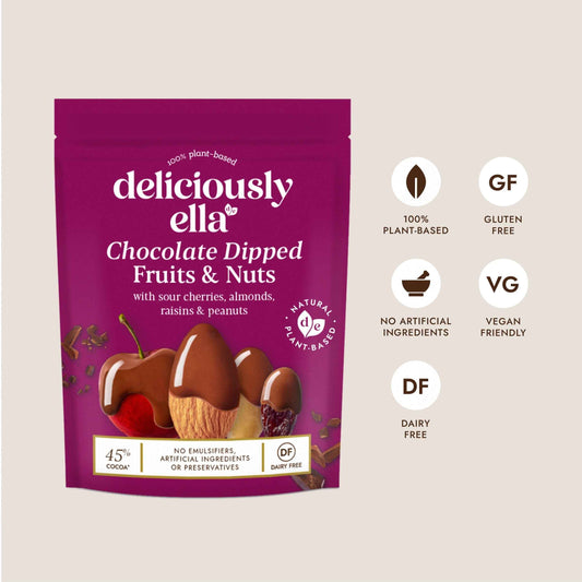 DELICIOUSLY ELLA Chocolate Dipped Fruit And Nuts 90g