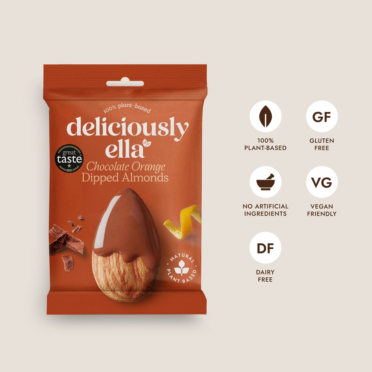 Deliciously Ella Chocolate Orange Dipped Almonds 27g — image 2