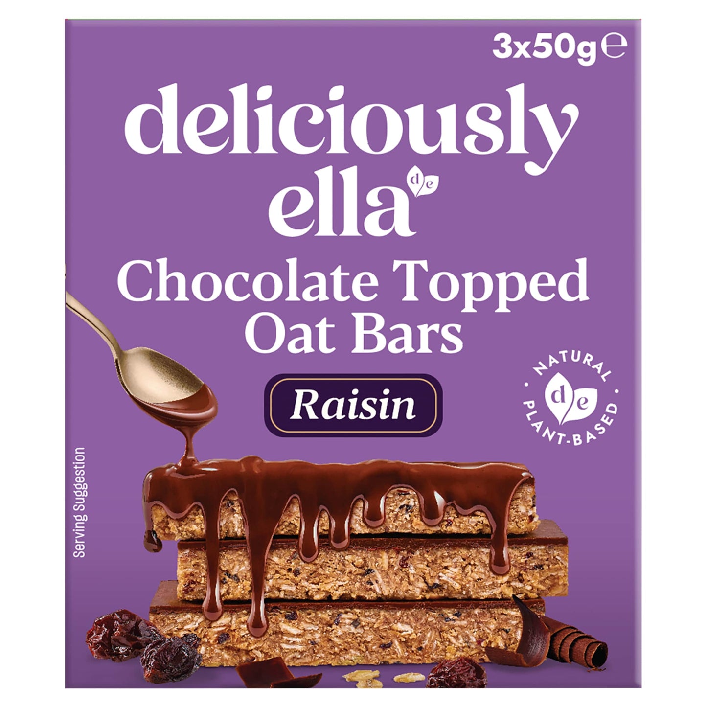 Deliciously Ella Chocolate Topped Raisin Oat Bars 3 x 50g — image 1