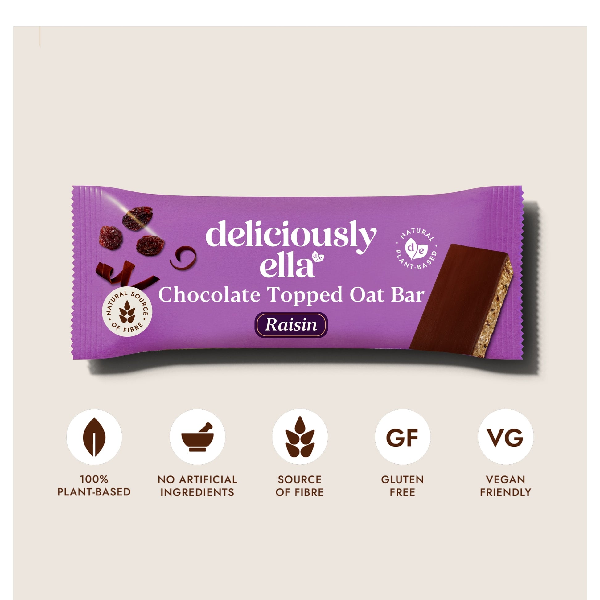 Deliciously Ella Chocolate Topped Raisin Oat Bars 3 x 50g — image 2