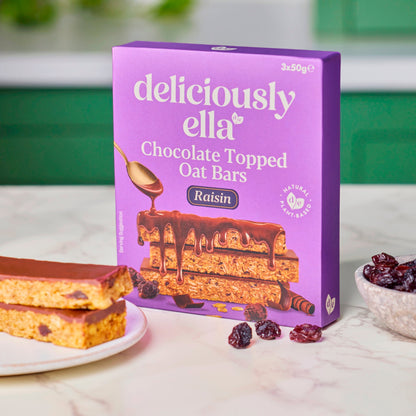 Deliciously Ella Chocolate Topped Raisin Oat Bars 3 x 50g — image 3