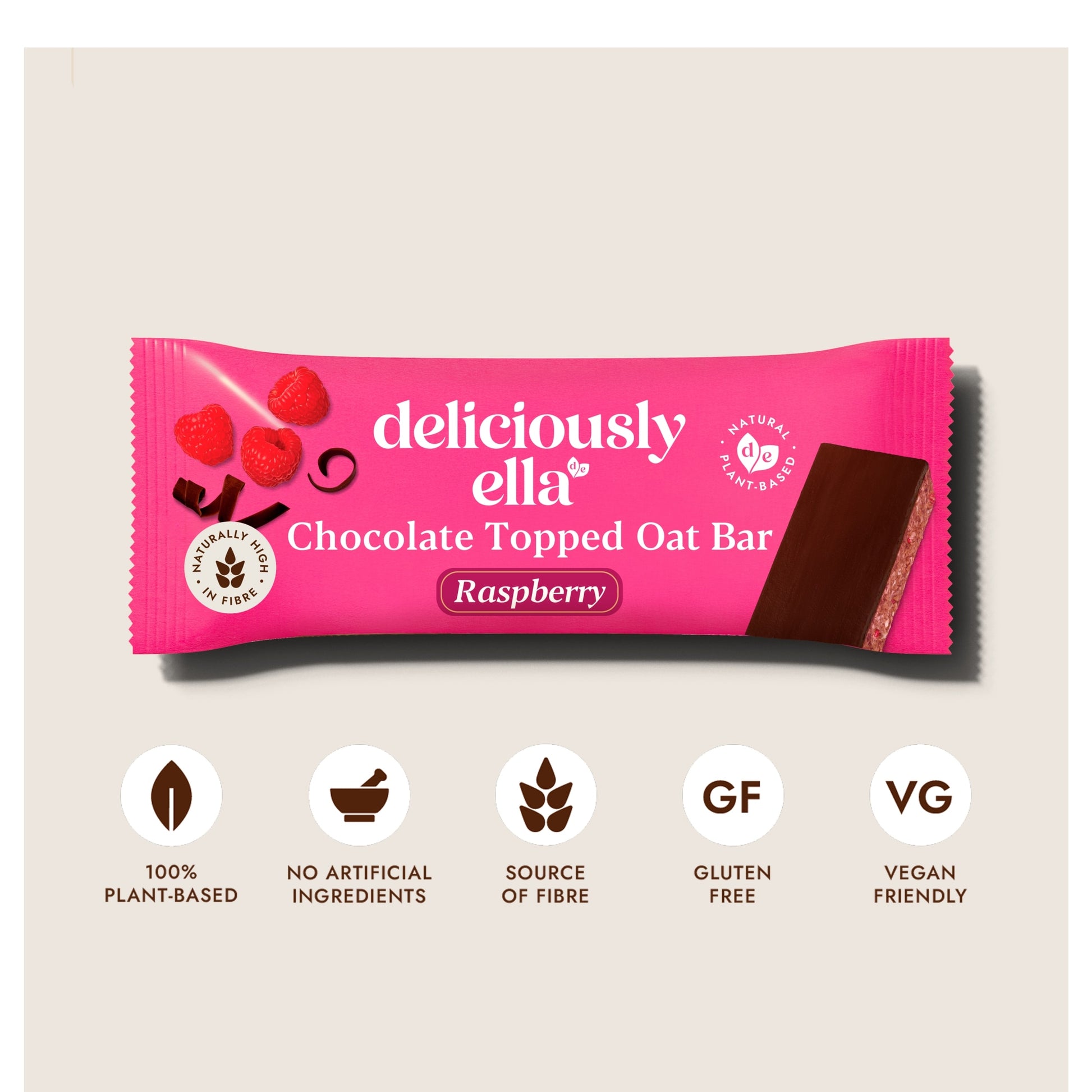Deliciously Ella Chocolate Topped Raspberry Oat Bars 3 x 50g — image 2
