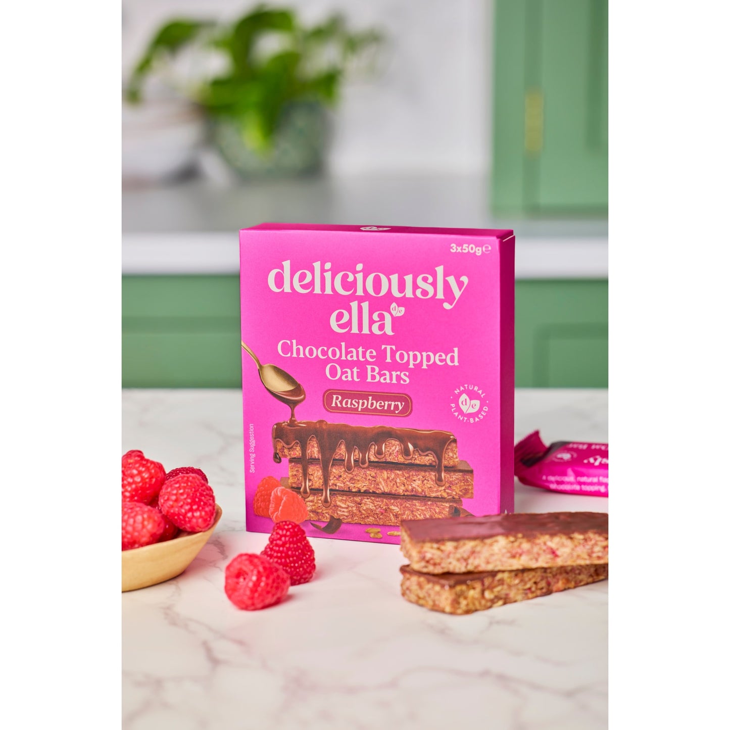 Deliciously Ella Chocolate Topped Raspberry Oat Bars 3 x 50g — image 3
