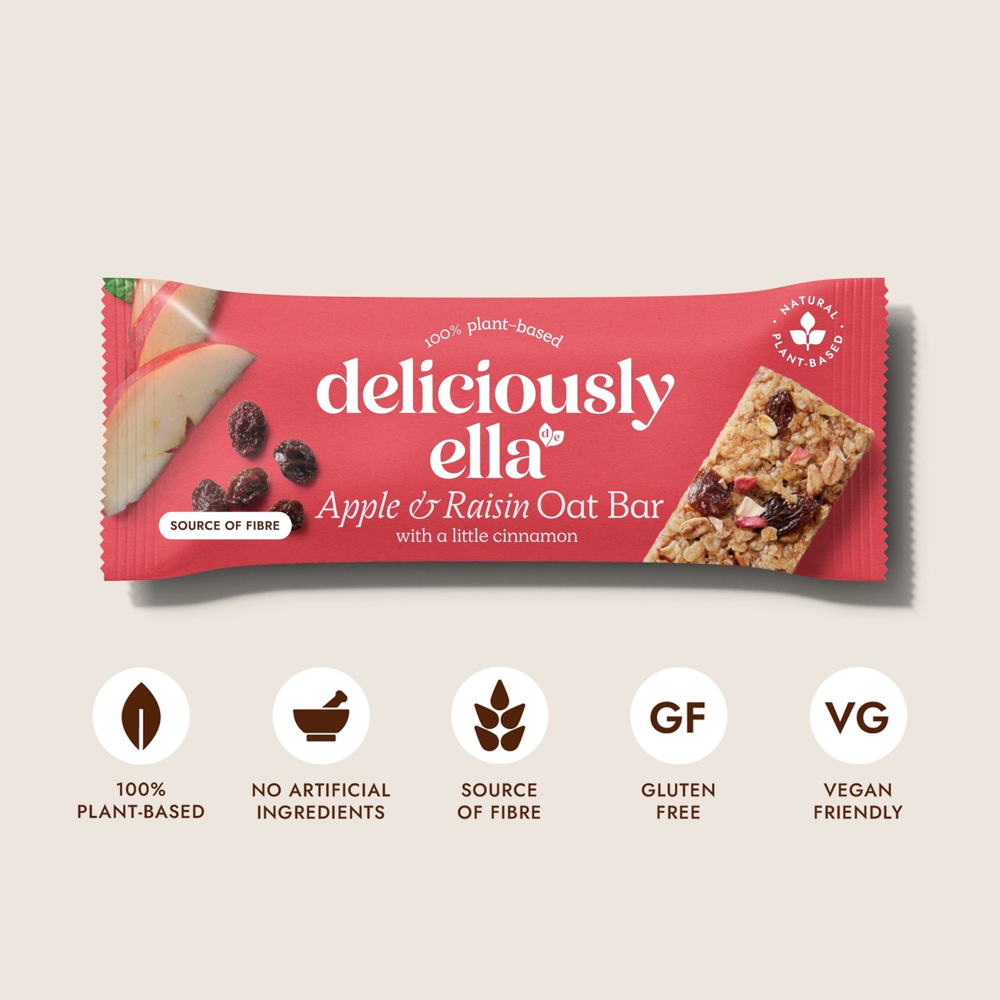 Deliciously Ella Oat Bars - Apple, Raisin & Cinnamon 3 Pack 50g — image 2