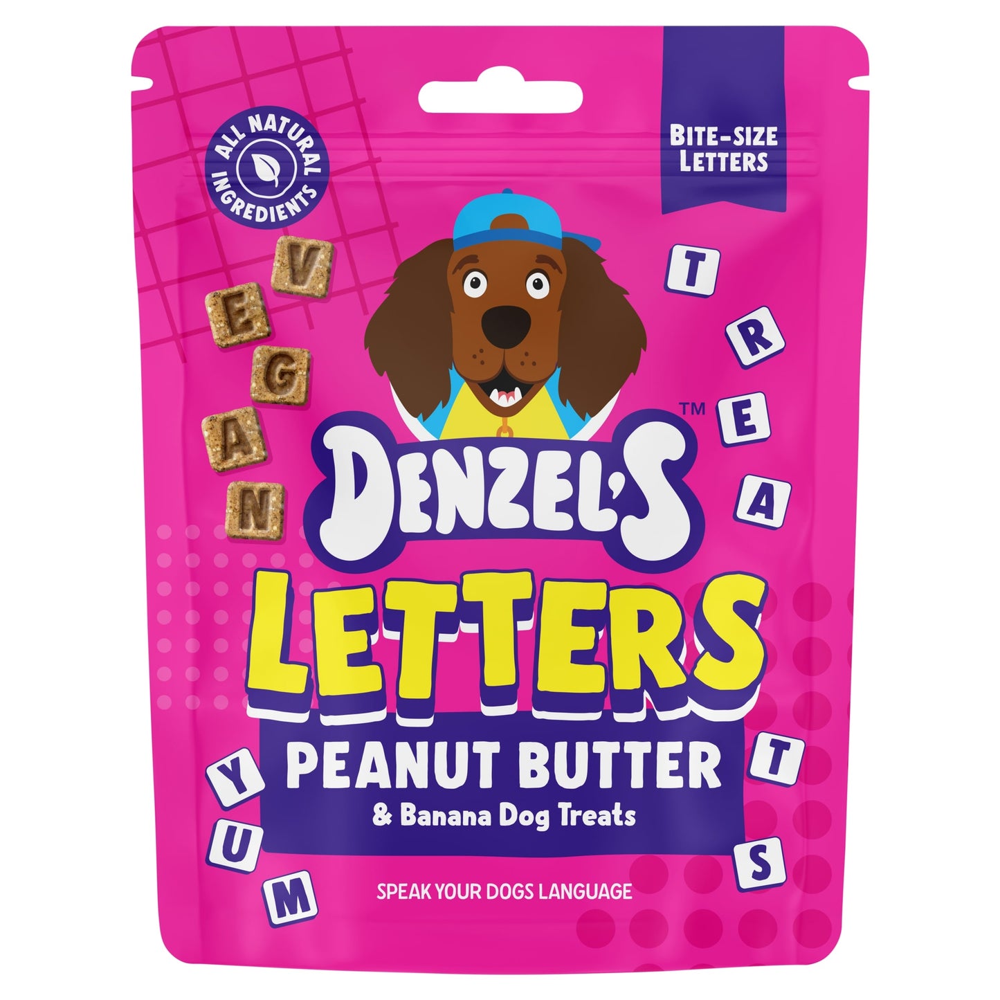 Denzel's Letters - Peanut Butter & Banana Dog Treats 90g — image 1
