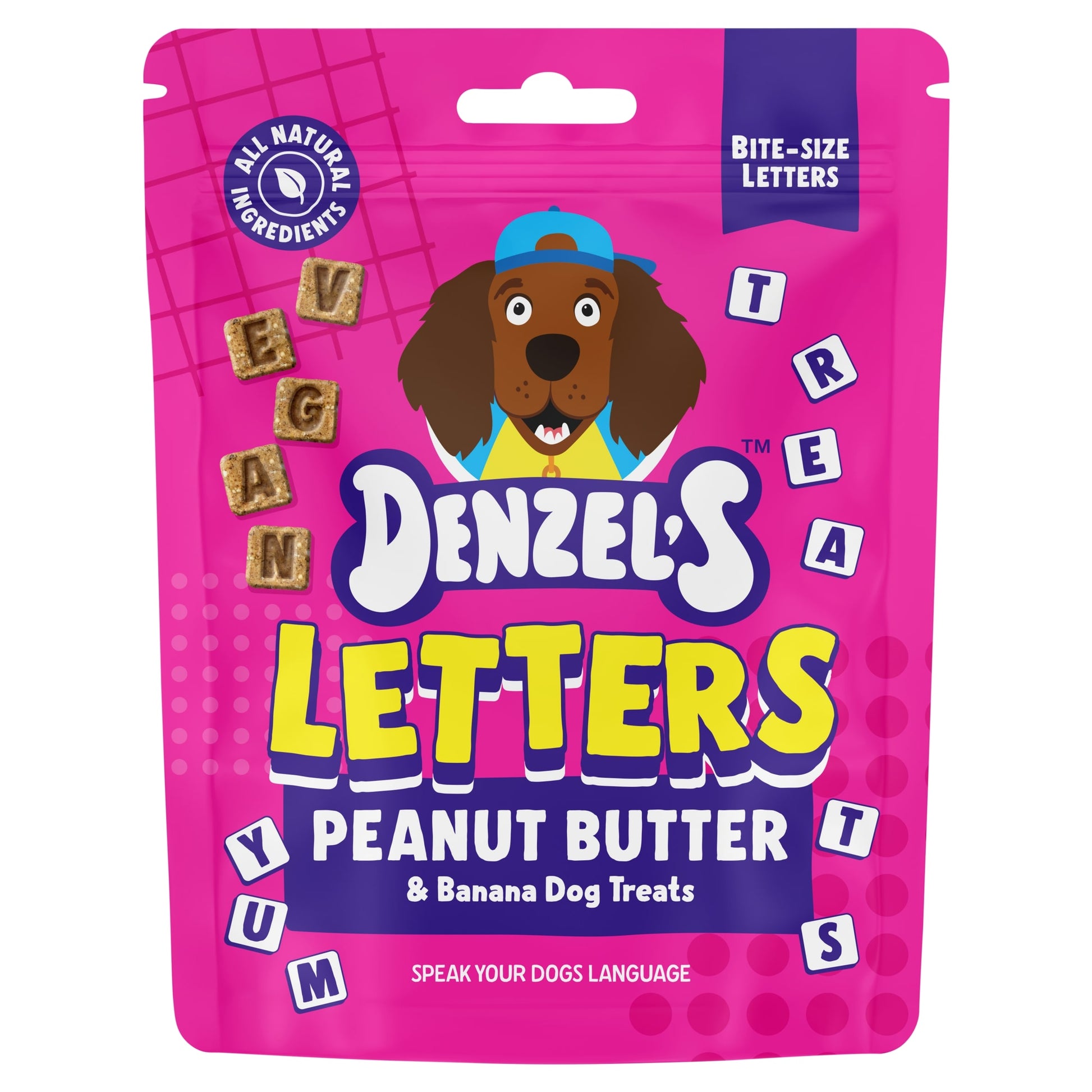 Denzel's Letters - Peanut Butter & Banana Dog Treats 90g — image 1