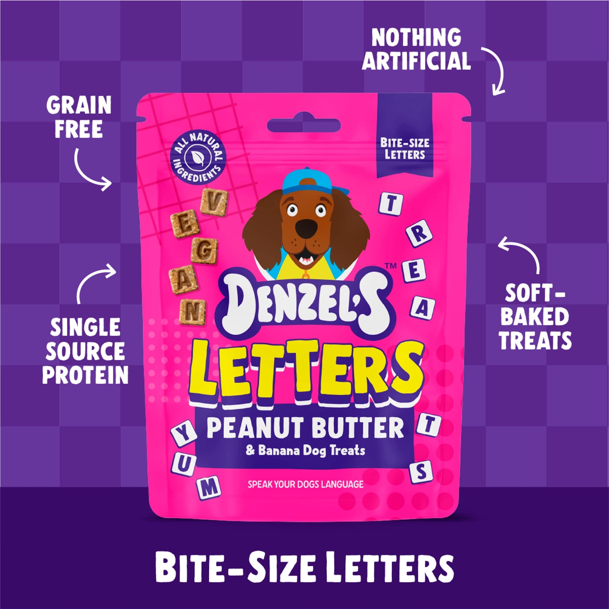 Denzel's Letters - Peanut Butter & Banana Dog Treats 90g — image 3