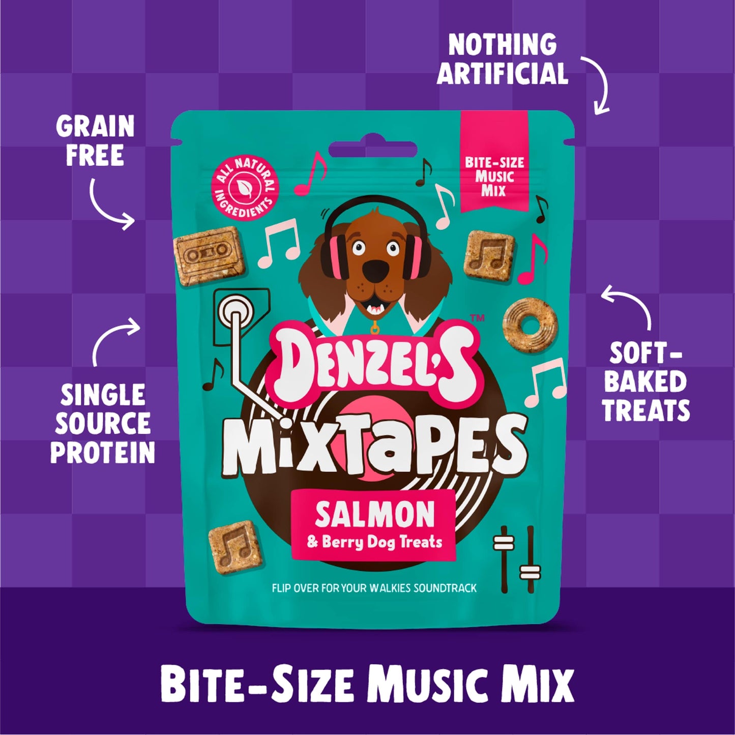 Denzel's Mixtapes - Salmon & Mixed Berries Dog Treats 90g — image 3