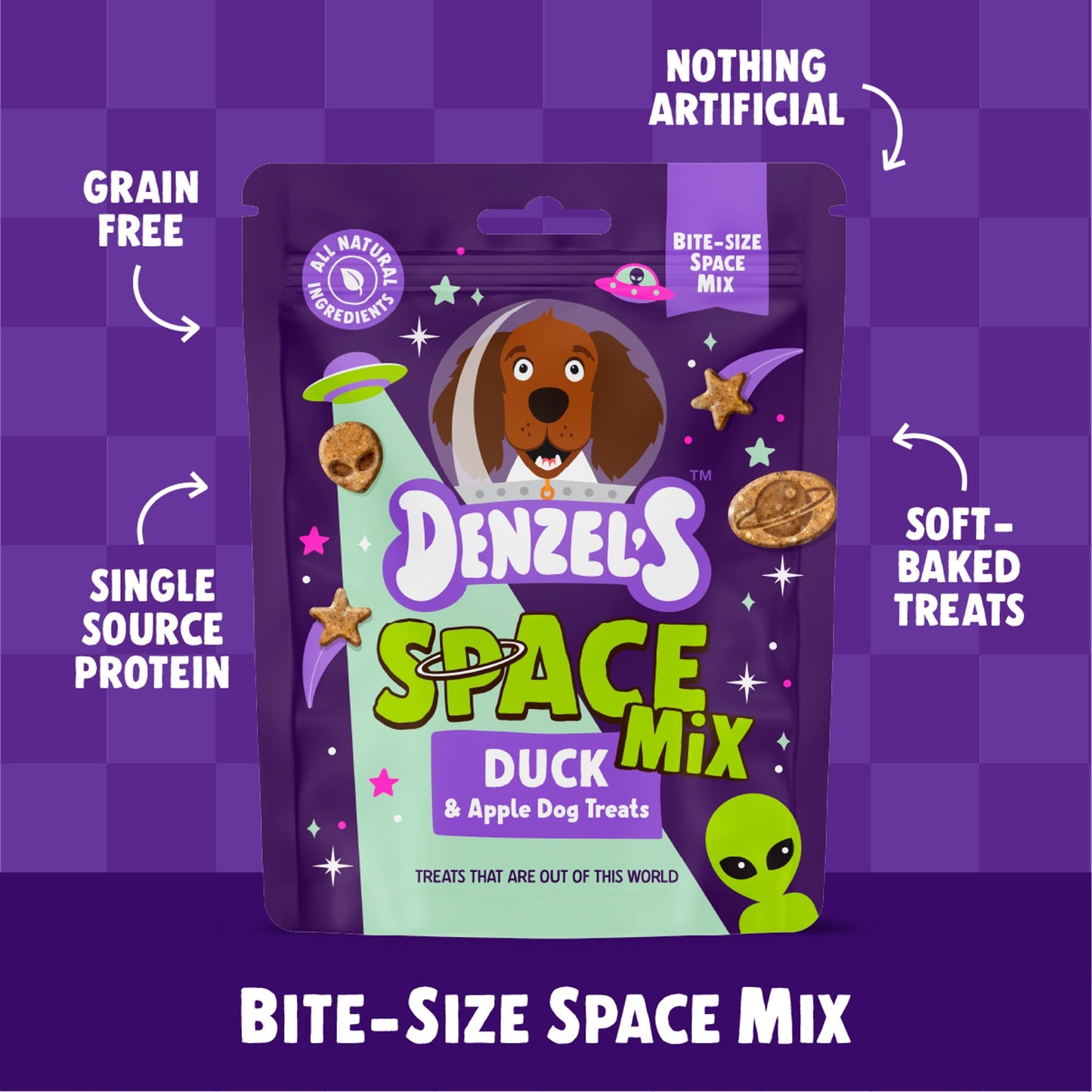 Denzel's Space Mix - Duck & Apple Dog Treats 90g — image 3