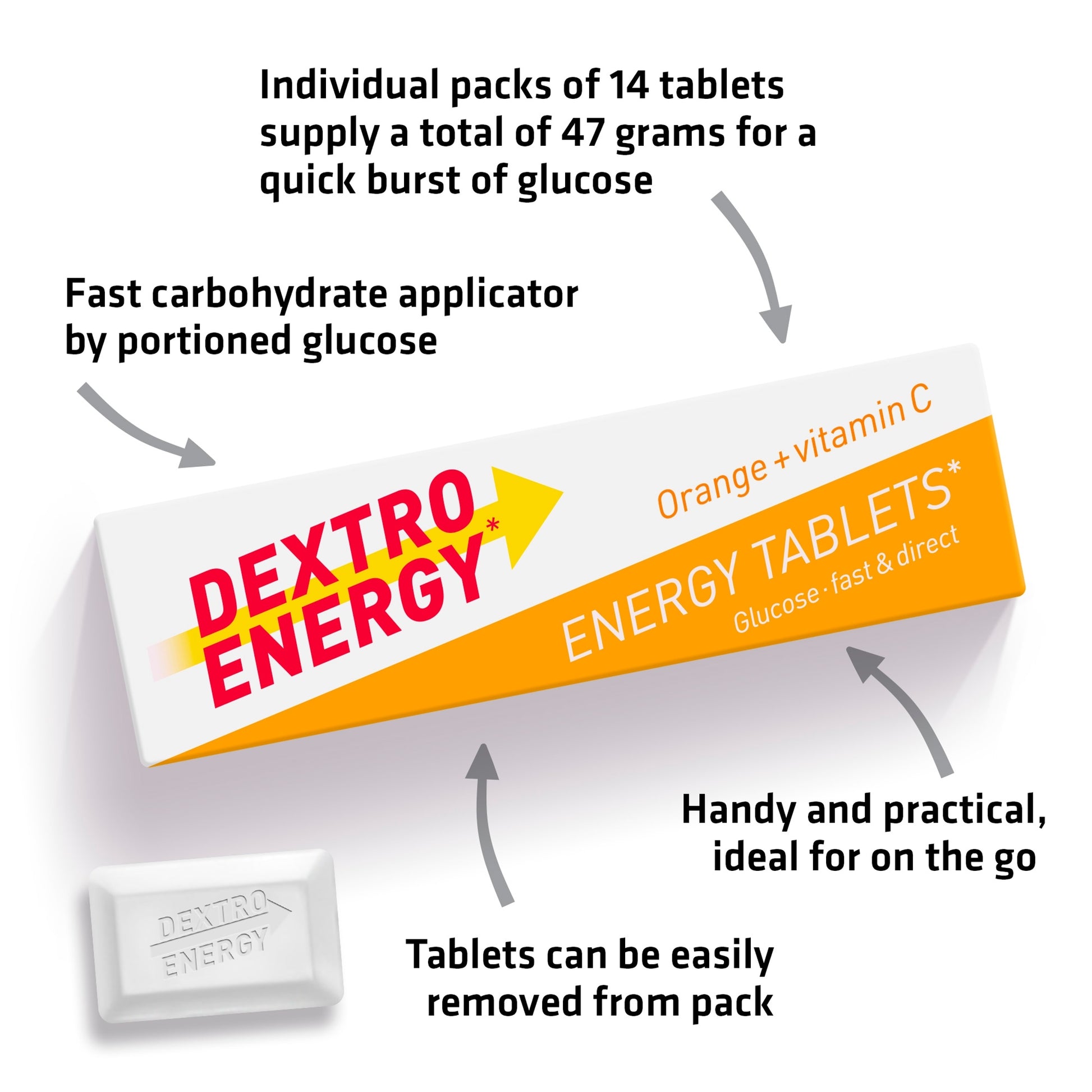 Dextro Energy Orange + Vitamin C Dextrose 47G Tablets — image 2