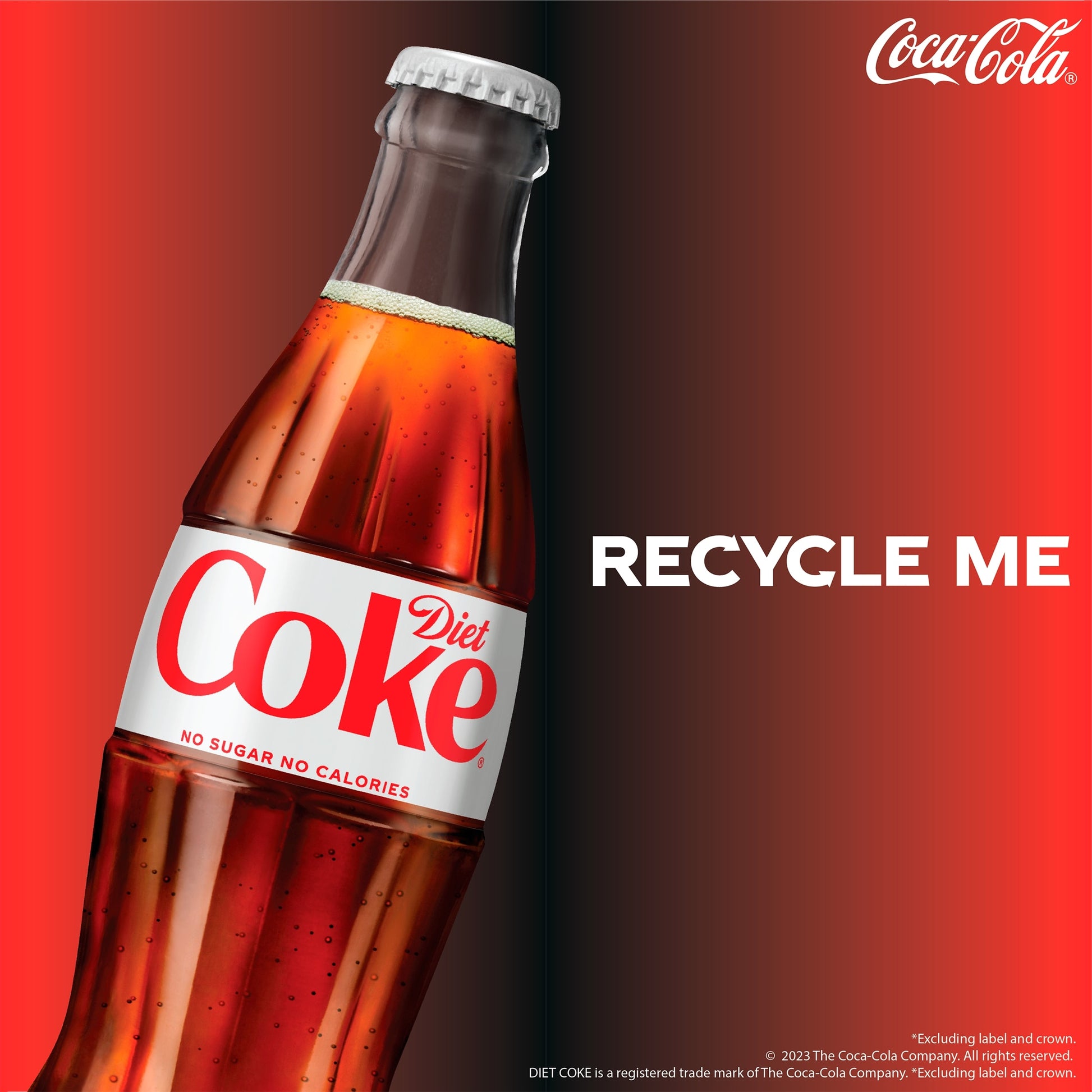 Diet Coke Soft Drink Glass Bottles 4 x 250 mL — image 2