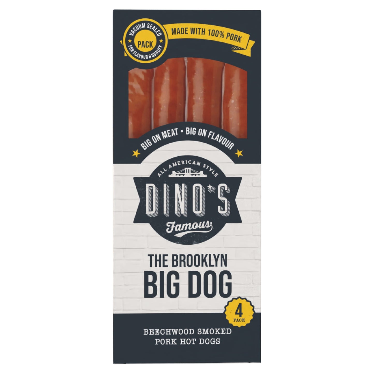 Dino's Famous Big Dogs Beechwood Smoked Pork Hot Dogs 360G — image 1