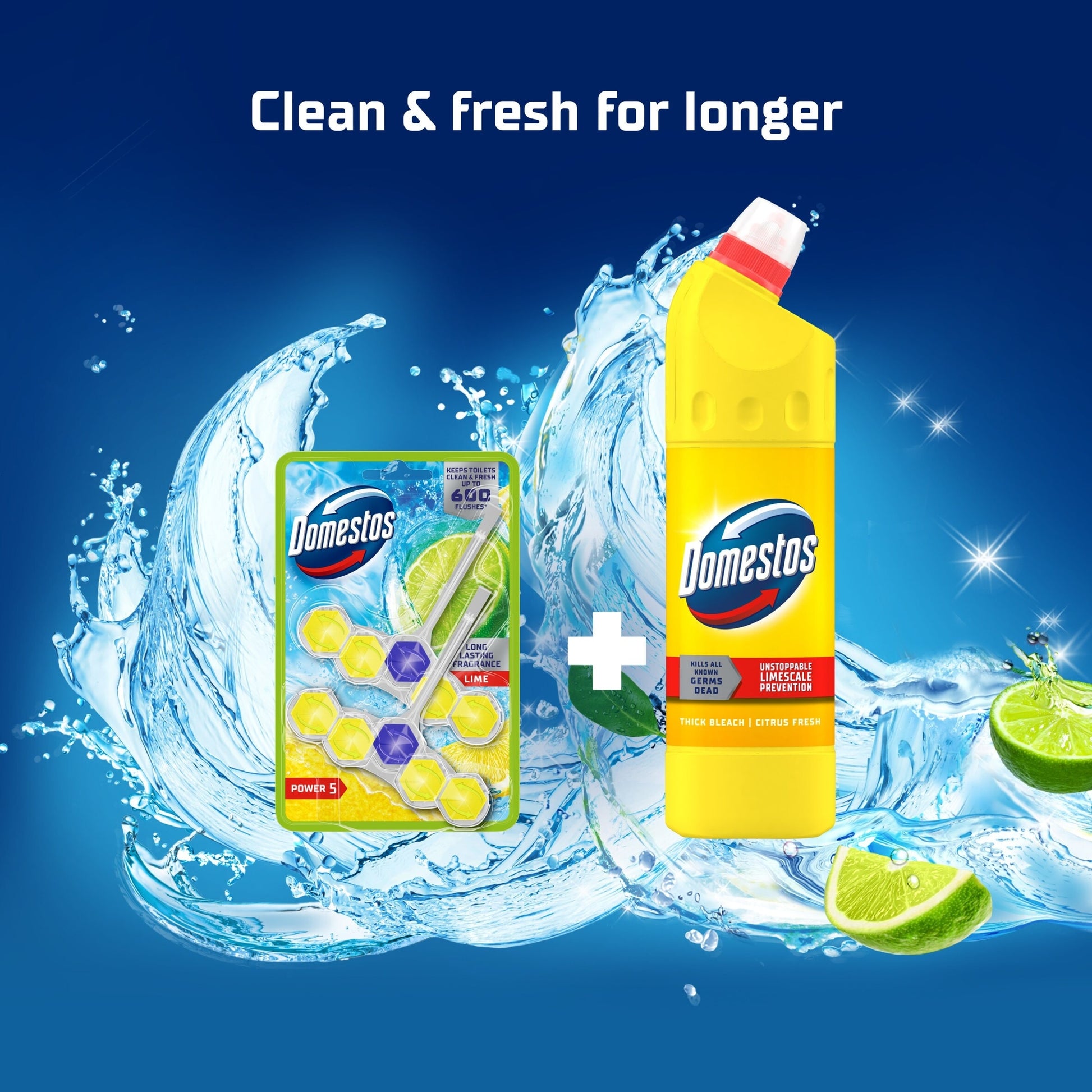 Domestos Power 5 Toilet Rim Block Freshener Lime 2x 50g — image 5