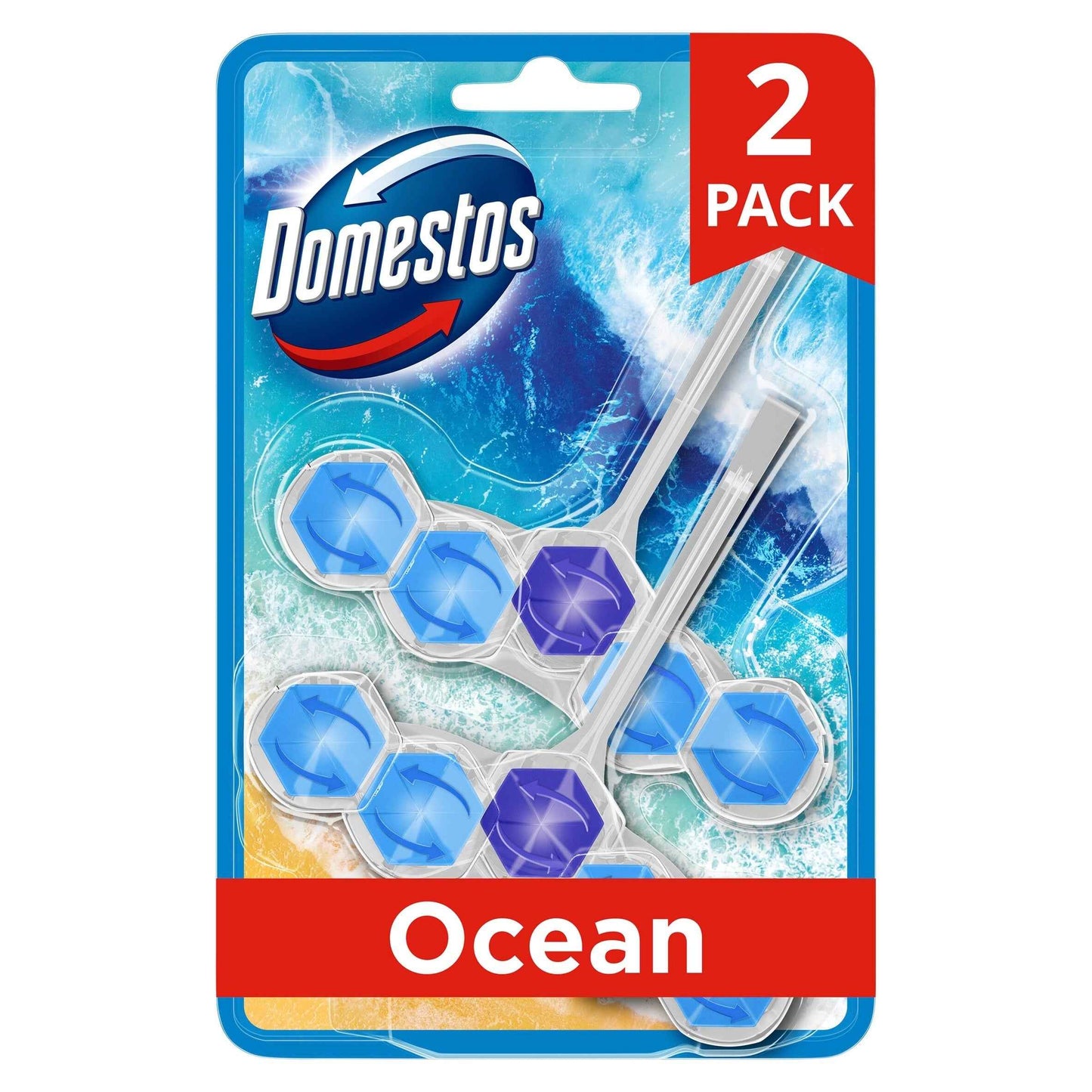 Domestos Power 5 Toilet Rim Block Freshener Ocean 2x 50g