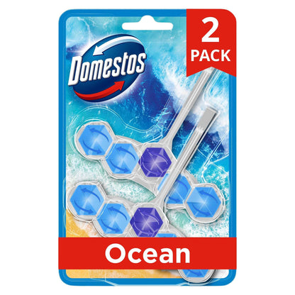 Domestos Power 5 Toilet Rim Block Freshener Ocean 2x 50g