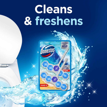 Domestos Power 5 Toilet Rim Block Freshener Ocean 2x 50g