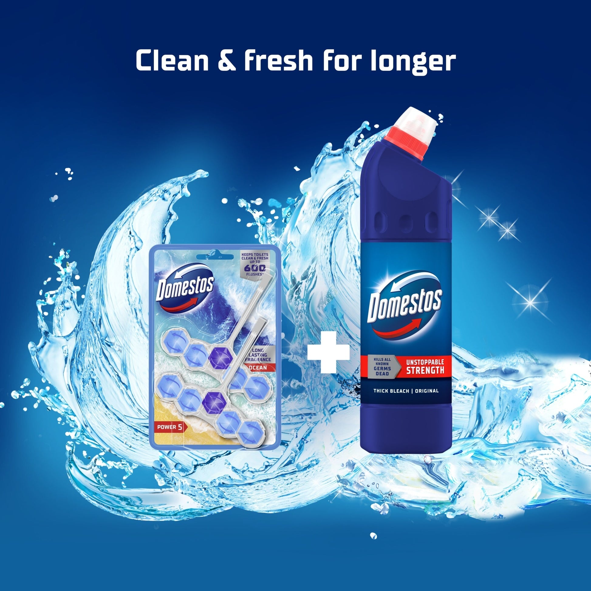 Domestos Power 5 Toilet Rim Block Freshener Ocean 2x 50g — image 5