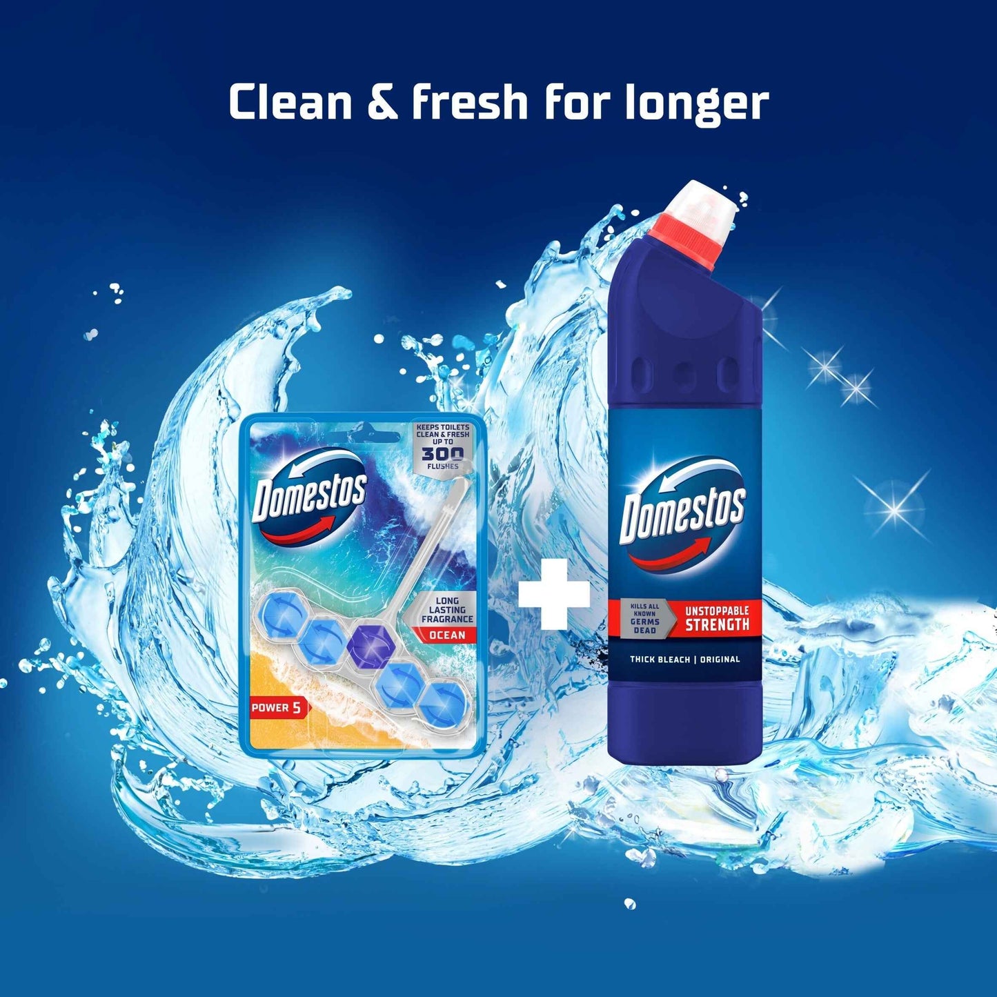 Domestos Power 5 Toilet Rim Block Freshener Ocean 50g