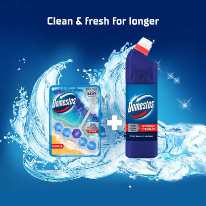 Domestos Power 5 Toilet Rim Block Freshener Ocean 50g