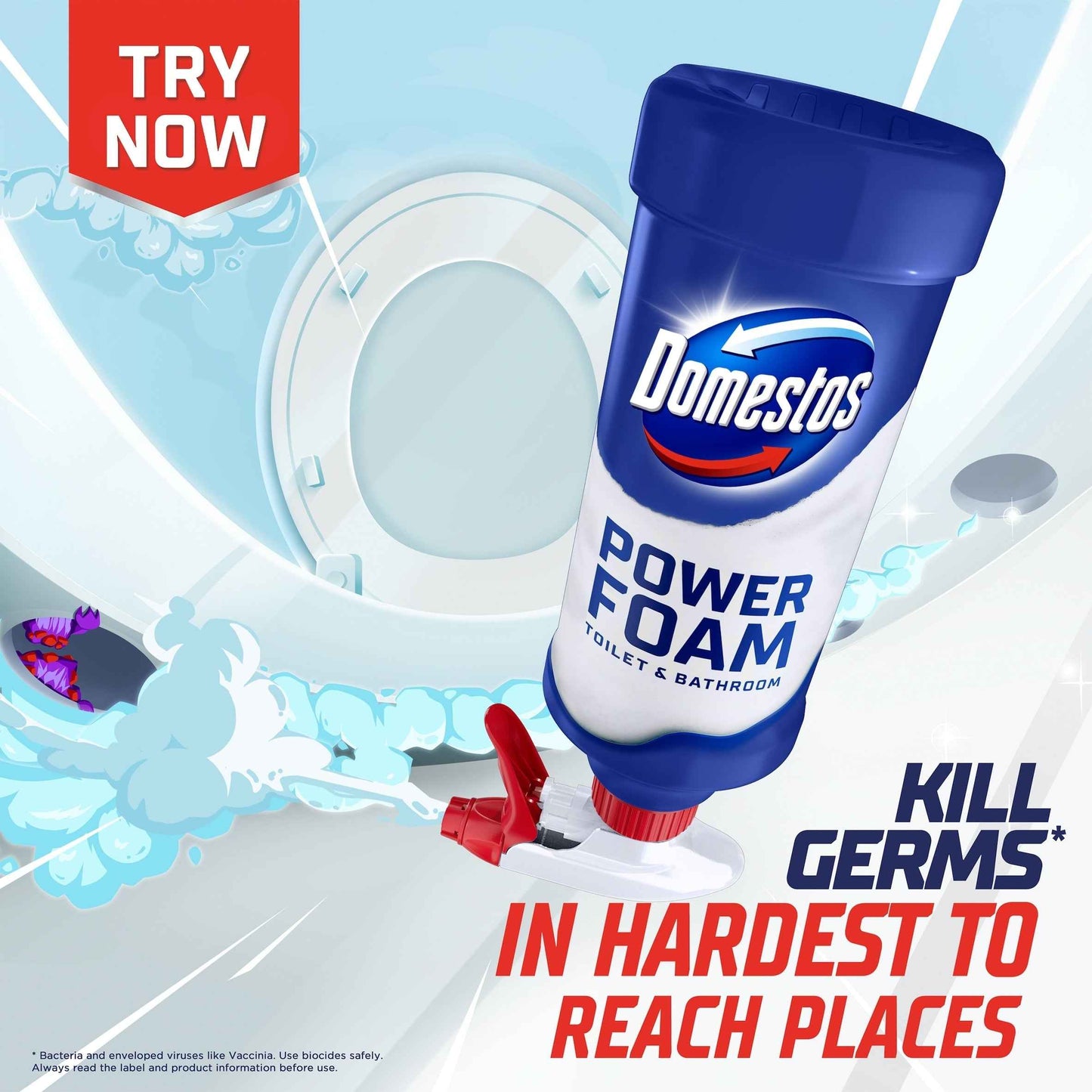 Domestos Power Foam Toilet And Bathroom Cleaner Arctic Fresh 450ml