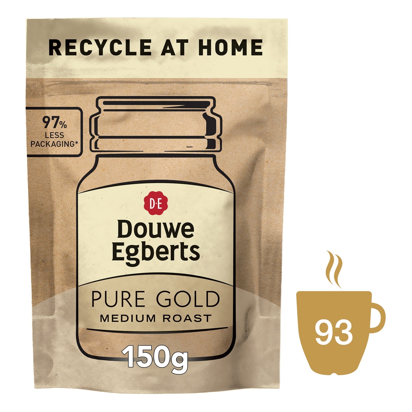 Douwe Egberts Pure Gold Paper Refill Instant Coffee 150G — image 1