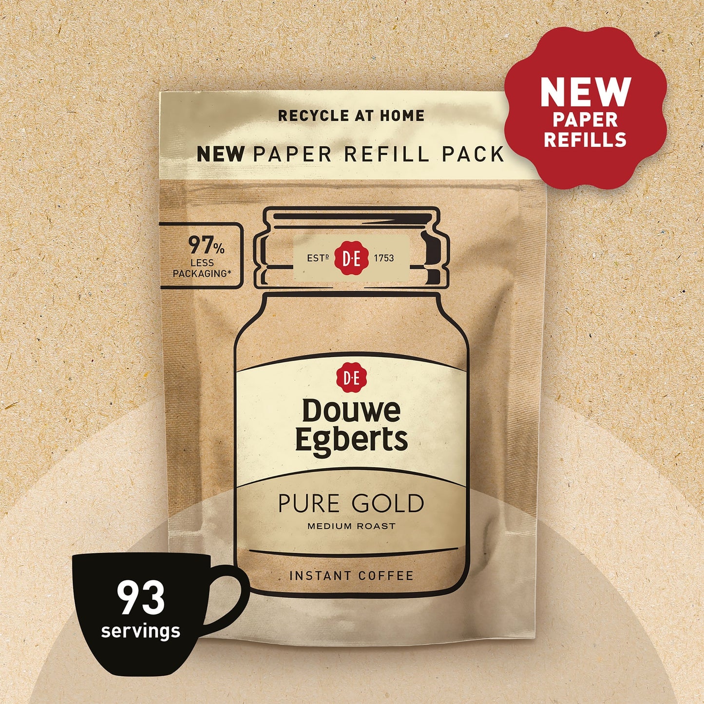 Douwe Egberts Pure Gold Paper Refill Instant Coffee 150G — image 2