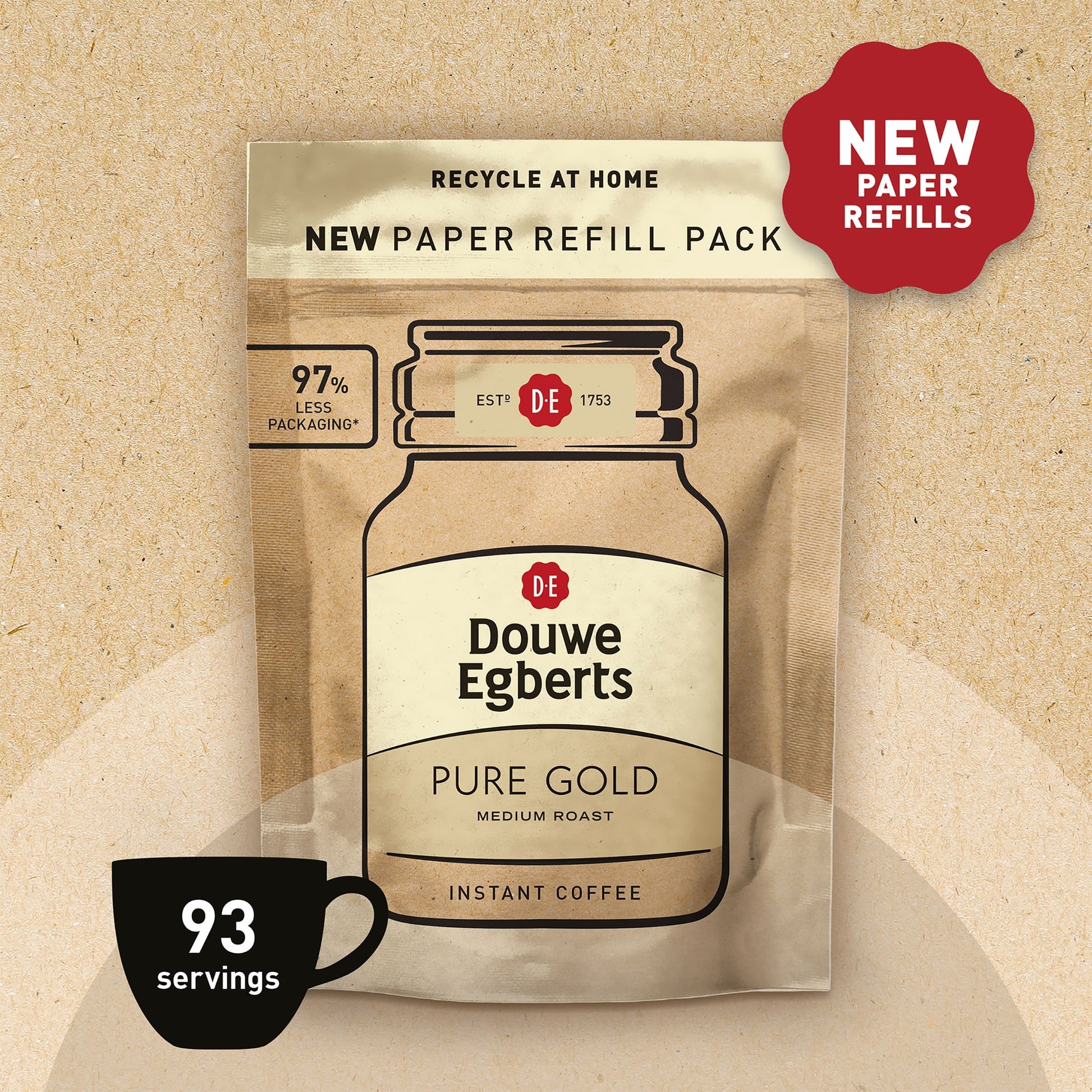 Douwe Egberts Pure Gold Paper Refill Instant Coffee 150G — image 2
