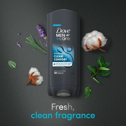 Dove Men+Care Clean Comfort 3-in-1 Body Face Hair Wash Shower Gel 400ml — image 3
