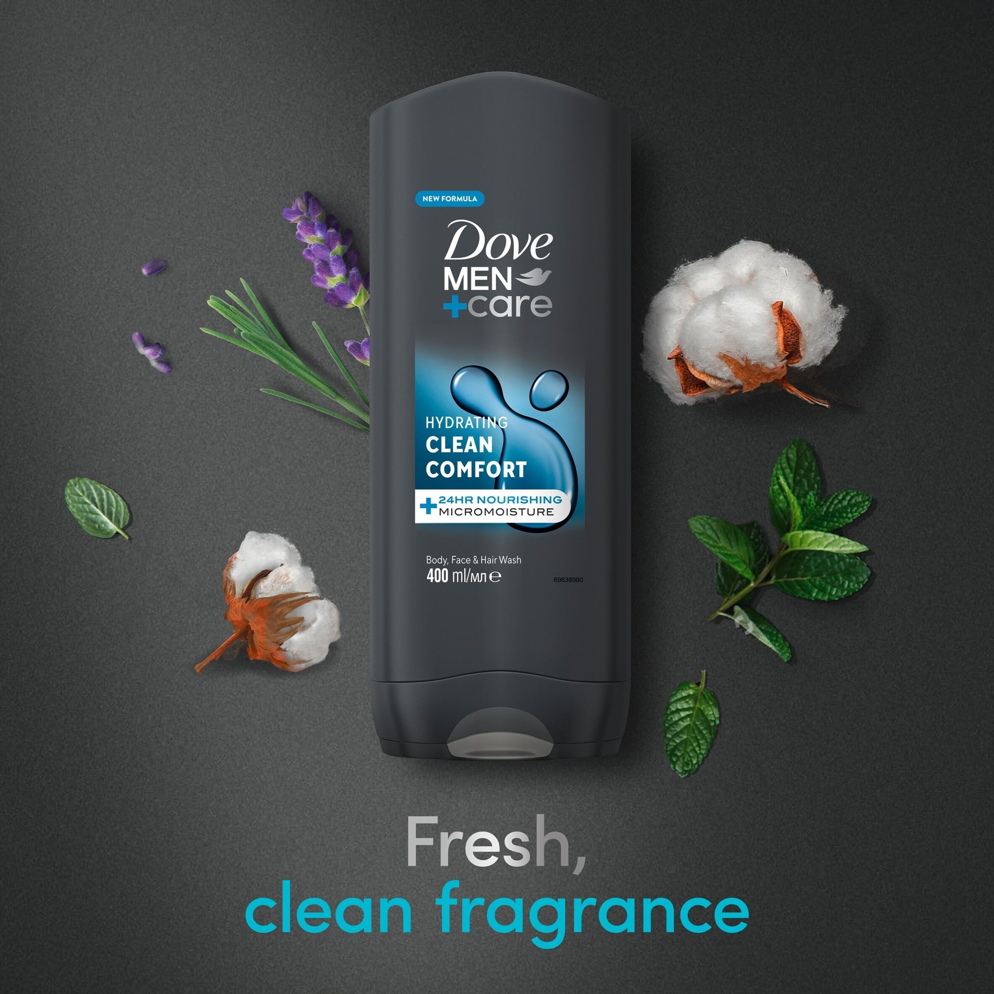 Dove Men+Care Clean Comfort 3-in-1 Body Face Hair Wash Shower Gel 400ml — image 3