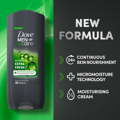 Dove Men+Care Refreshing 3-in-1 Hair, Face and Body Wash Extra Fresh 400 ml — image 2