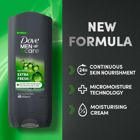 Dove Men+Care Refreshing 3-in-1 Hair, Face and Body Wash Extra Fresh 400 ml — image 2