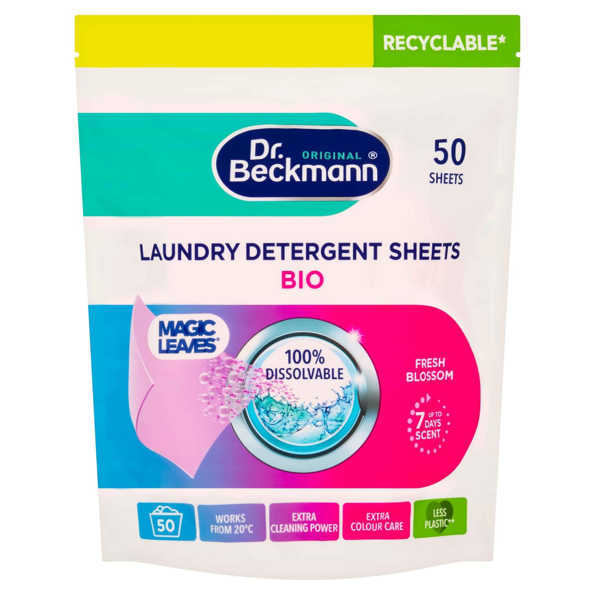 Dr Beckmann Laundry Detergent Sheets Bio 50 Washes Value Pack Fresh