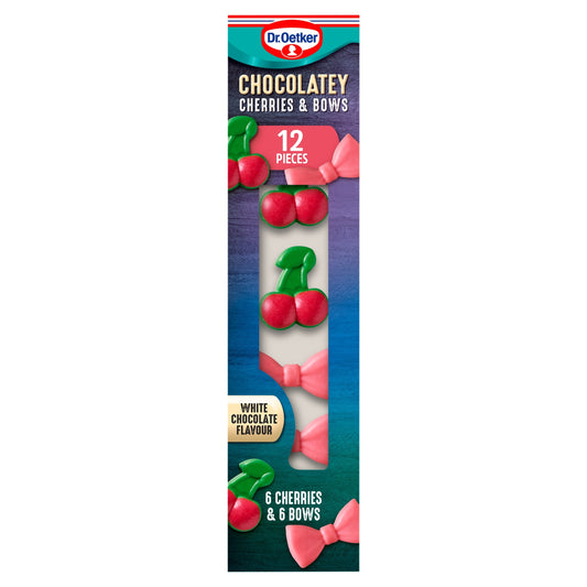 Dr. Oetker Chocolatey Cherries & Bows White Chocolate Flavour 12 pieces 18g — image 1
