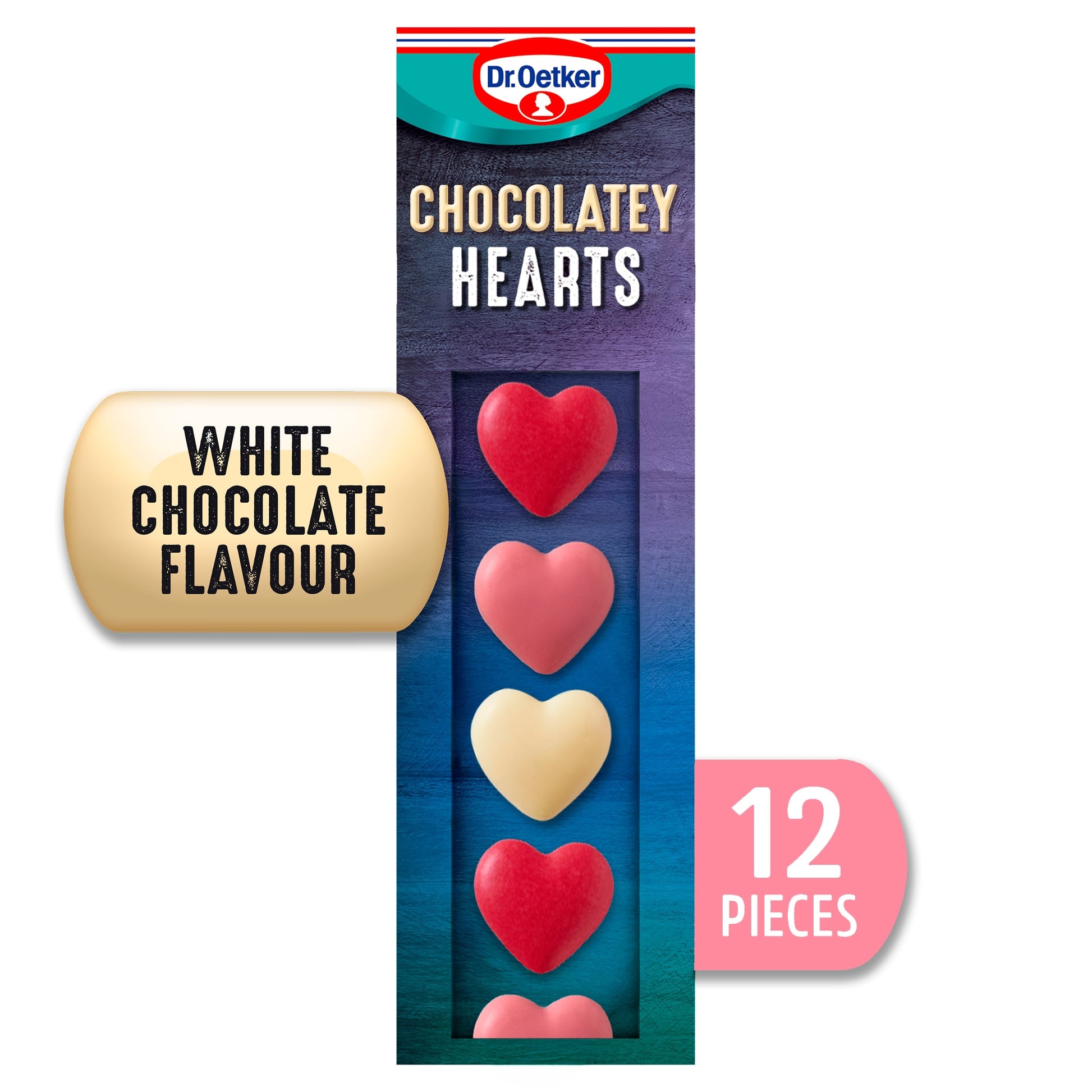 Dr. Oetker Chocolatey Hearts White Chocolate Flavour 12 Pieces 17g — image 1
