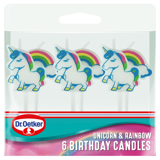 Dr. Oetker Unicorn & Rainbow Birthday Candles 6 Pack — image 1