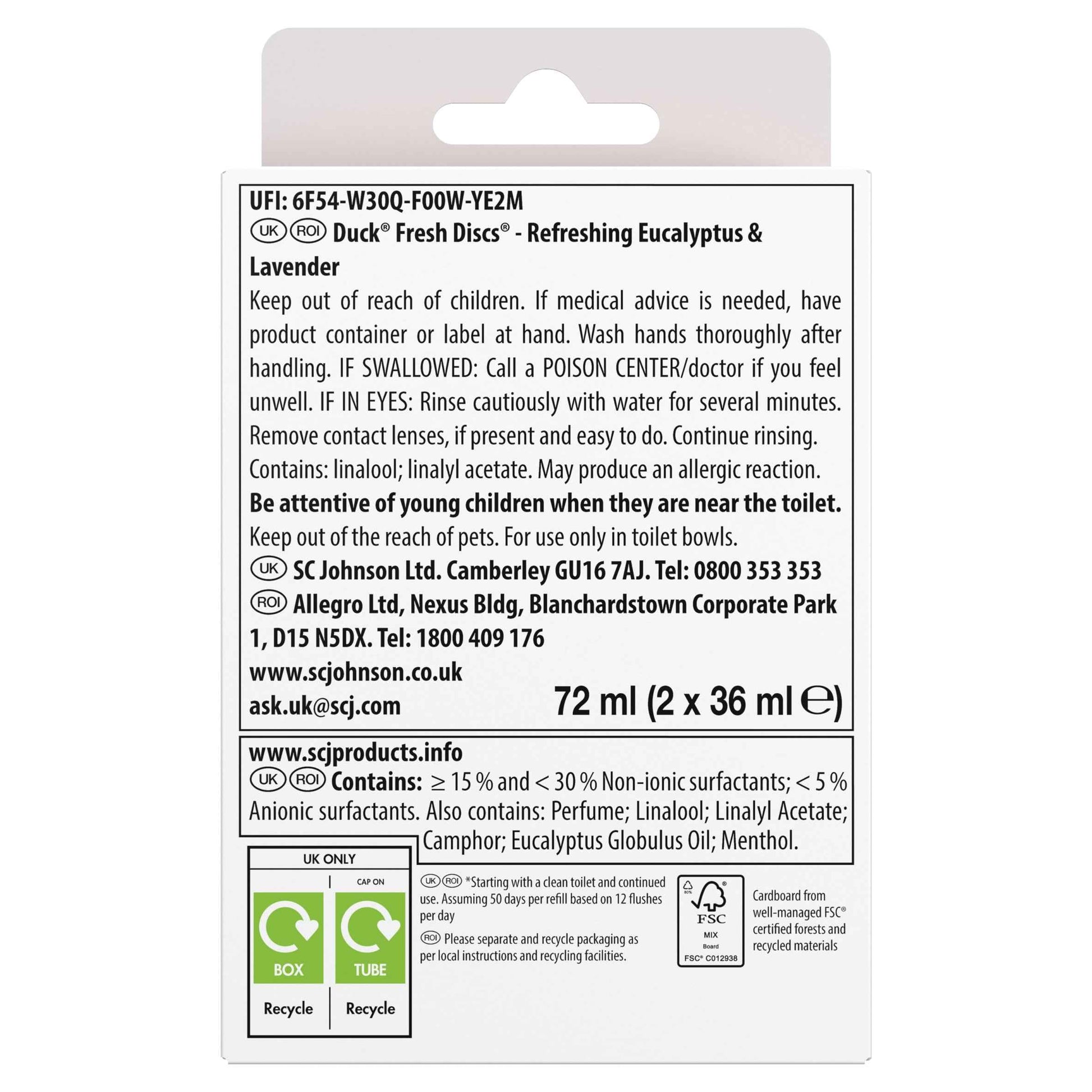 DUCK Fresh Discs Toilet Cleaner Refill - Eucalyptus Lavender 2 X 36ml
