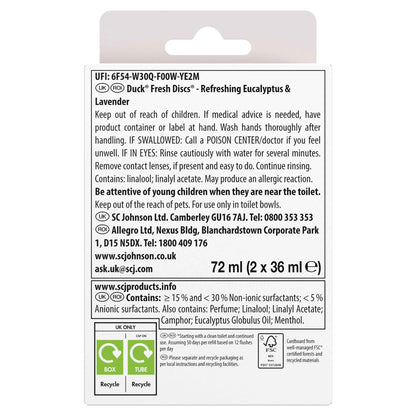 DUCK Fresh Discs Toilet Cleaner Refill - Eucalyptus Lavender 2 X 36ml