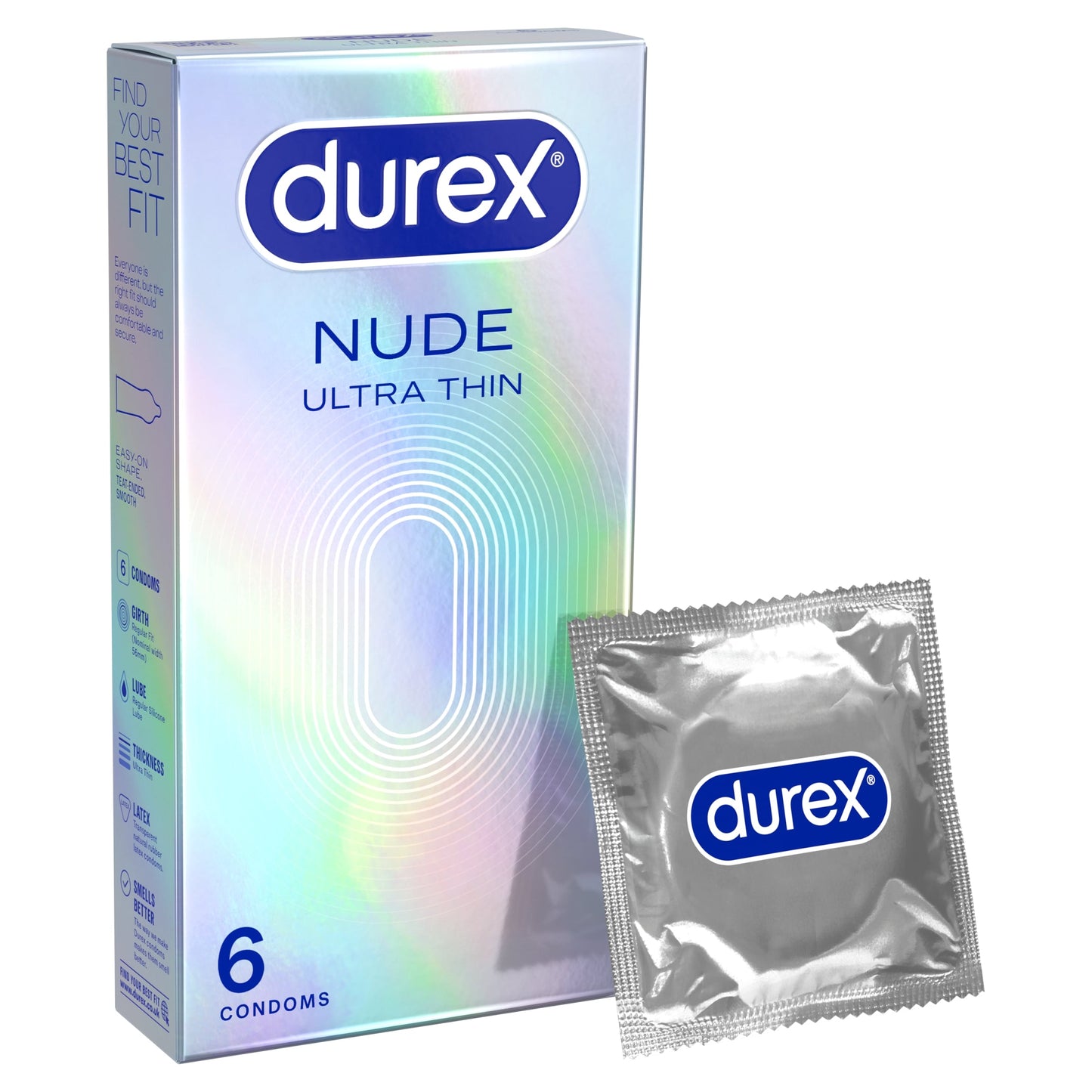 Durex Nude Ultra Thin Condoms Enhanced Sensitivity Regular Fit 6s — image 1