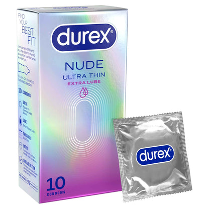Durex Nude Ultra Thin Extra Lube Condoms 10s