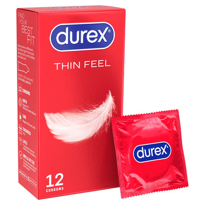 Durex Thin Feel Condoms Extra Silicone Lube Regular Fit 12 Pack — image 1