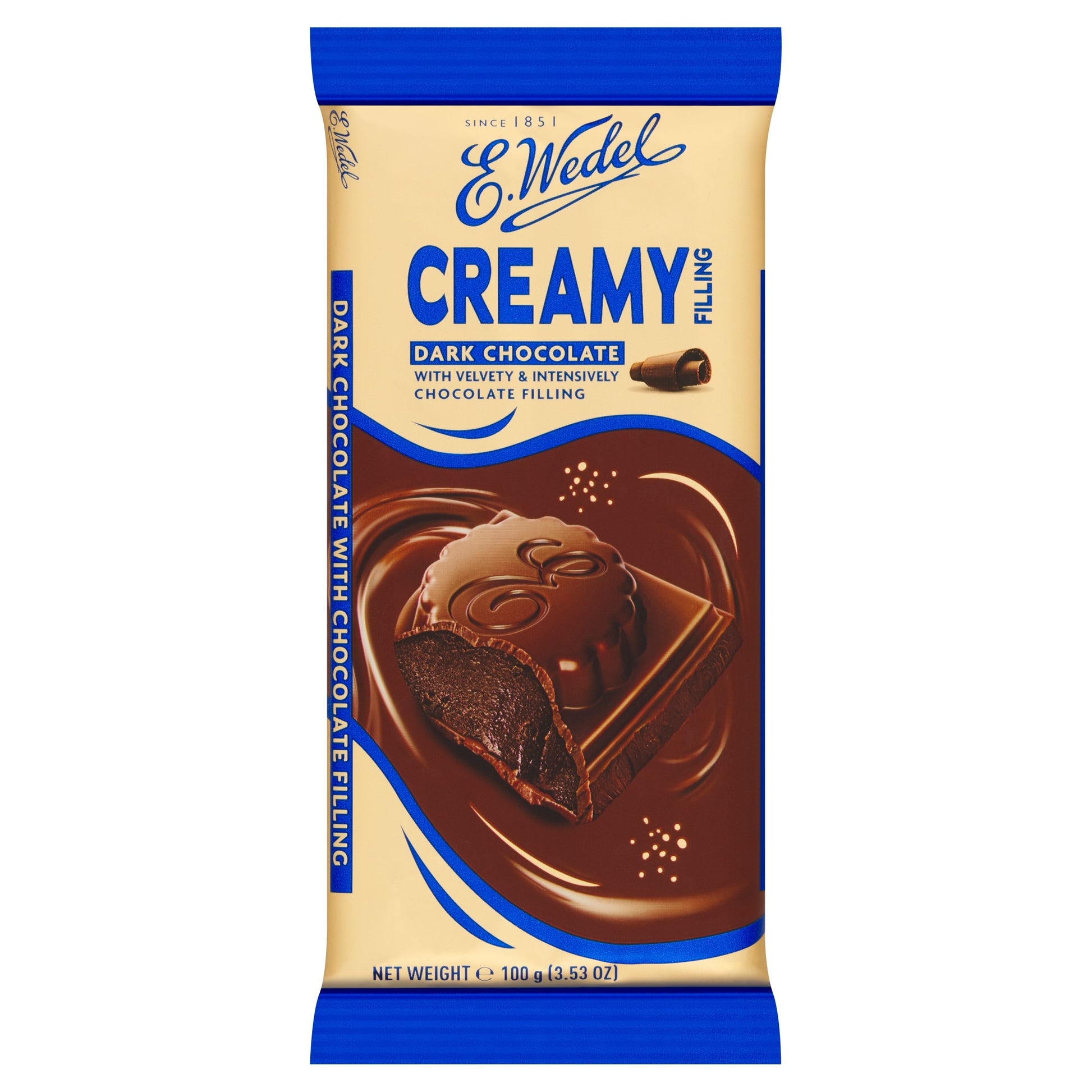 E. Wedel Dark Chocolate with Chocolate Filling 100g — image 1