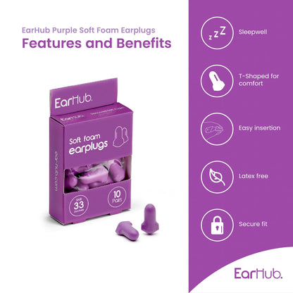 EarHub Soft Foam Earplugs 10 Pairs — image 3